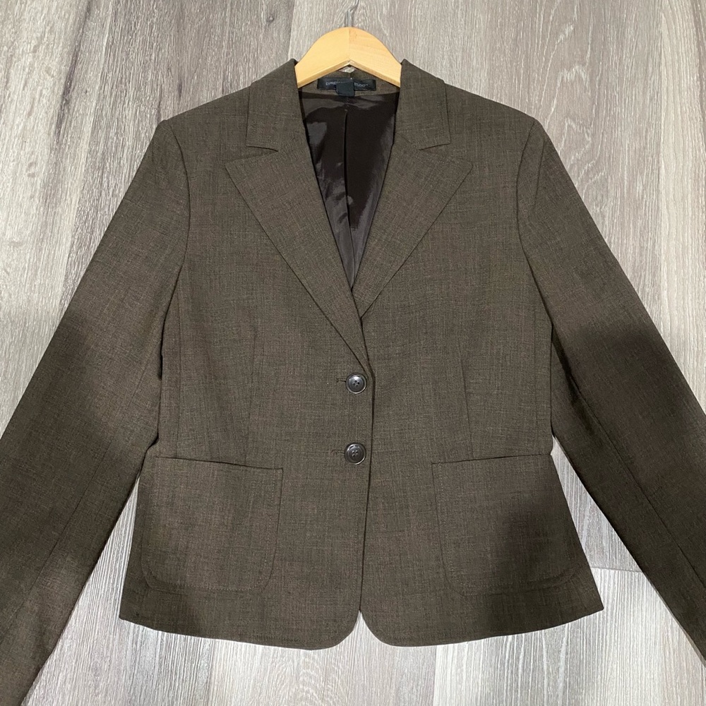 Express Two Button Brown Suit Jacket - Size 12 - image 2